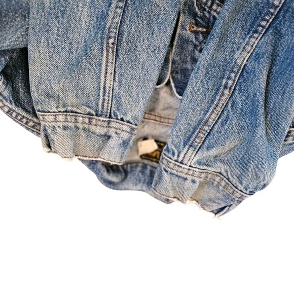70s Lee‎ Denim Jean Jacket Womens Sz XS Petite Distressed Classic Retro - Picture 9 of 15